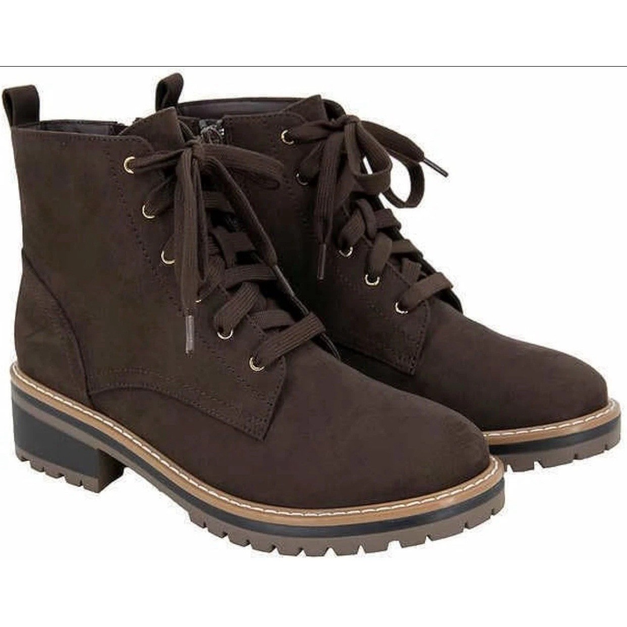 Kensie Womens Brown Kasha Combat Padded Footbed Lace Up Ankle Boots New Size 6